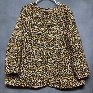 Women’s Quilted Animal Print Jacket - Black & Mustard